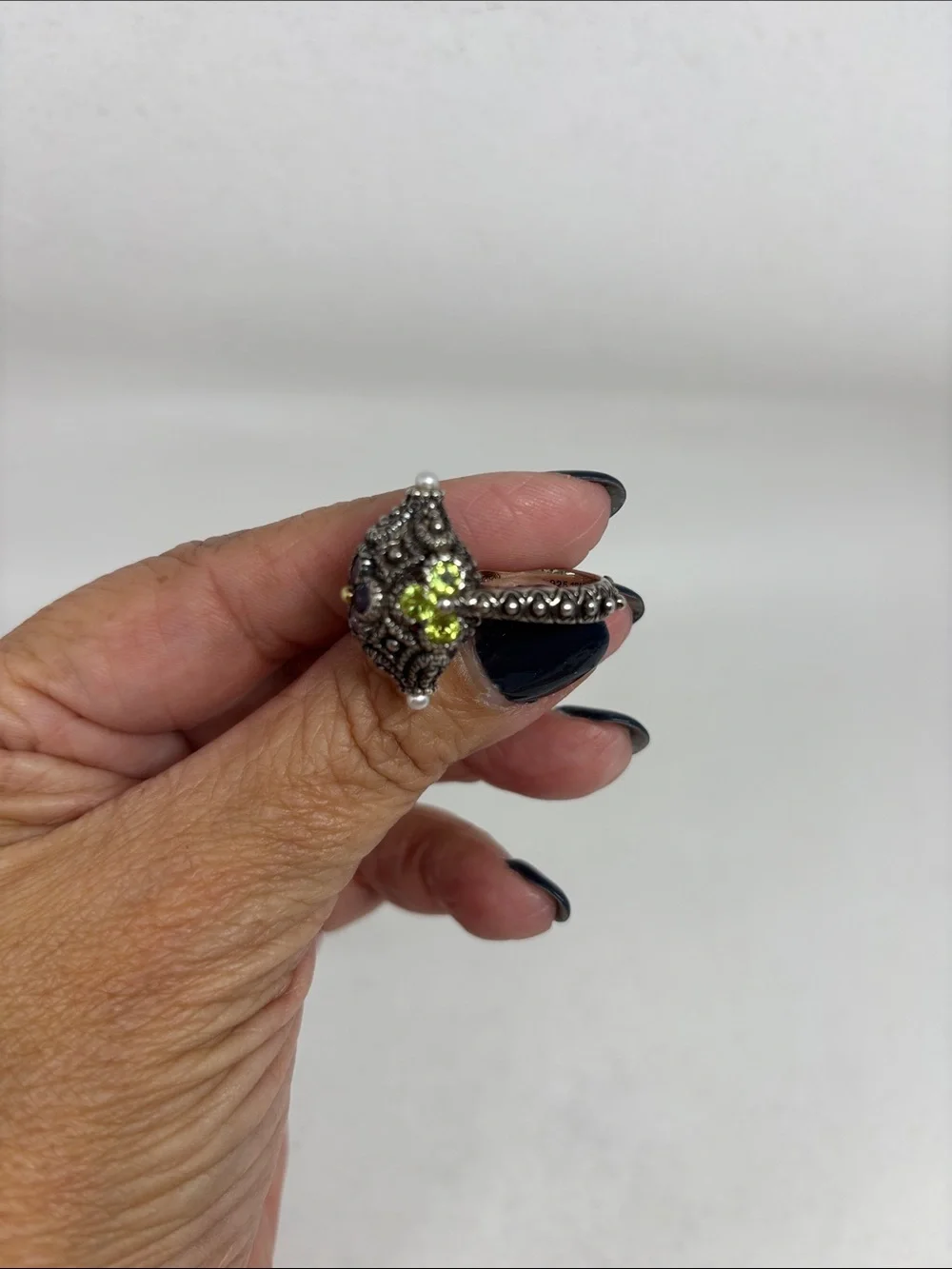 Barbara Bixby Moroccan/Antique style sterling and gold ring
